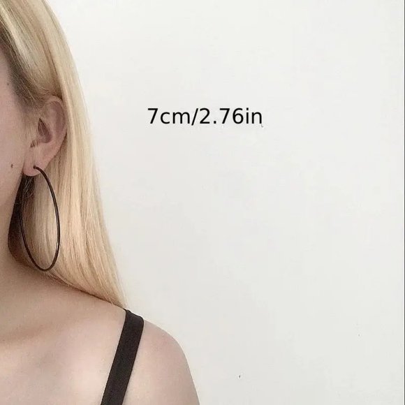 6 Pairs C Shape Heart Shape Geometric Big Circle Hoop Earrings Set - Picture 3 of 3